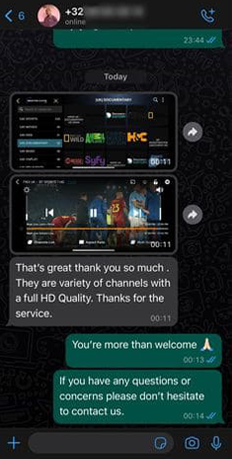 iptv subscription customer review whatsapp proof 12